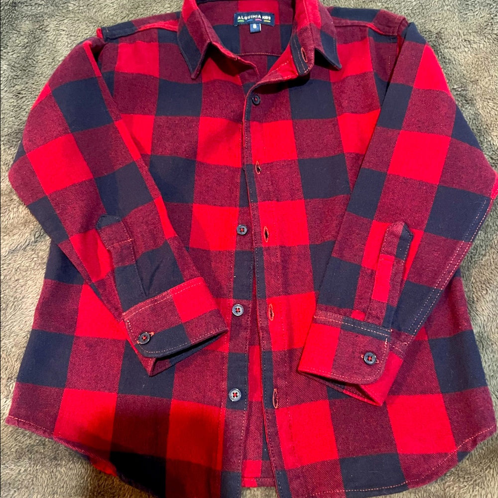 Size 8 red and blue kids flannel shirt